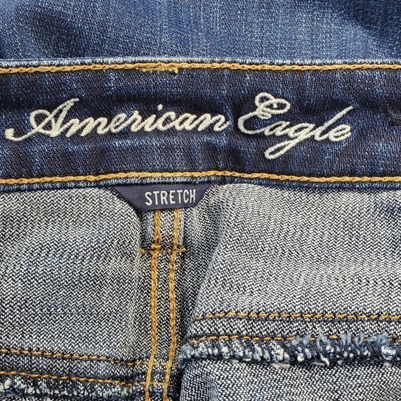 American Eagle Slouchy Cropped Jeans Stretch Dark 2 - Picture 4 of 12
